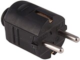 Clavija 2P+T Schuko 16A 250V~, Salida Recta, Negra G-40112