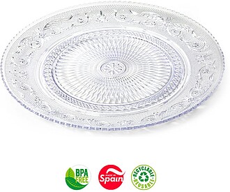 6621529 Pratos 25cm Plástico Reutilizável Cristal Transpar...