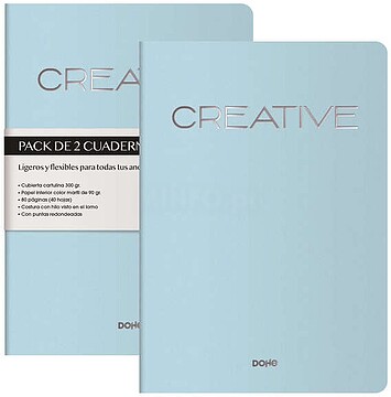 Dohe Creative Caderno A4 40 Folhas Lisas - Papel Pautado 90 g/m² - Capa em Cartulina 300g/m² - Azul DO11052
