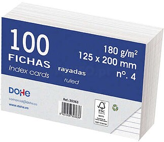 Dohe Fichas de Cartolina Offset Branca - 180g - Riscadas - P...