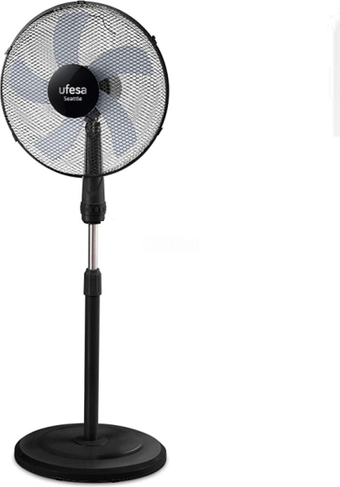 Ventilador de Pie Ufesa Seattle 50W/40CM/5 HELICE/3 Veloc/Alt.Ajust/B.Redonda/Negr 84105609