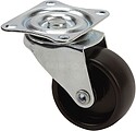 Roda Giratória com Placa e Eixo Liso, Cor Preta, Carga Máx. 10 kg, Ø 2,5 cm G-20055