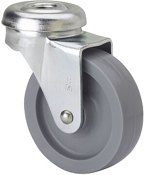 G-20043 : 20043 RODA GIRATÓRIA COM BUraco E EIXO LISO, COR CINZA, CARGA MÁX. 15 kg, Ø 3 cm