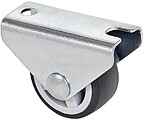 Roda fixa de borracha com placa e eixo liso de duas fixações, cor cinzenta, carga máx. 45 kg. Ø 3 cm G-20099
