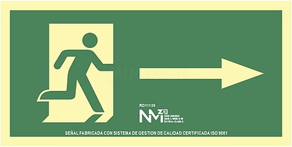 SINAL DE EVACUAÇÃO SETA PARA A DIREITA (PVC 1MM) CLASSE A 32X16CM