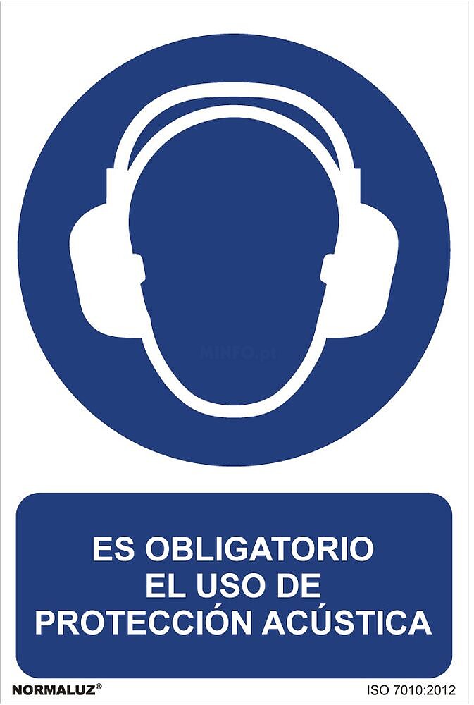 Sinal Uso Obrigatório “Passo Obrigatório o Uso de Proteção Acústica” (PVC 0.7MM) 30X40CM 08969