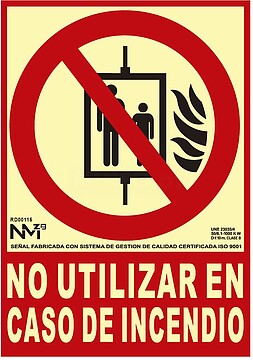 SINAL DE EXTINÇÃO “NÃO UTILIZAR EM CASO DE INCÊNDIO” CLASSE B (PVC 0.7MM) 21X30CM