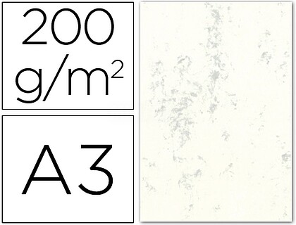 CARTOLINA MARMOREADA 200 GRS, EMB. 100, A3, CREME CLARO