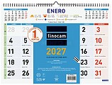Finocam Calendário de Parede Colorido - Anual 2027 - Vista Mensal - Formato L - 430x310mm - Espiral Dupla - Papel de 120g/m2 - Cor Azul e Branco 781400027