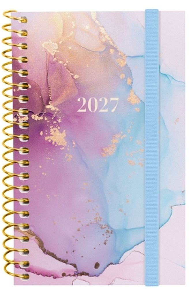 Finocam Trendy Design Collection Goldy Agenda - Anual 2027 - Semana Vista Horizontal - Formato E3 - 79x127mm - Espiral - Capa de Polipropileno - Esquinas Microperfuradas - Papel de 80g/m2 - Multicolor 742202627