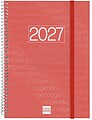 Agenda Finocam Espiral Basics Year - Anual 2027 - Semana Vista Horizontal - Formato E10 - 155x212mm - Espiral - Capa de Polipropileno - Esquinas Microperfuradas - Papel de 80g/m2 - Cor Vermelha 741453027