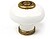 Pomo para Móvel, Modelo 824, de Porcelana e Metal com Acabamento Branco e Couro Velho, Ø31 mm 66094 - imagem 1