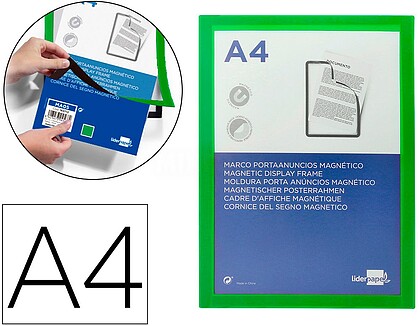 MA05 : Moldura porta anuncios liderpapel magnetica din a4 suporte adesivo removivel cor verde Moldura porta anuncios liderpapel magnetica din a4 suporte adesivo removivel cor verde