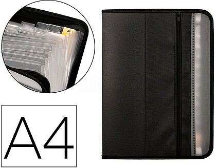FU24 : Pasta liderpapel classificadora com fole polipropileno a4 13 departamentos fecho de correr bolso exterior preto Pasta liderpapel classificadora com fole polipropileno a4 13 departamentos fecho de correr bolso exterior preto