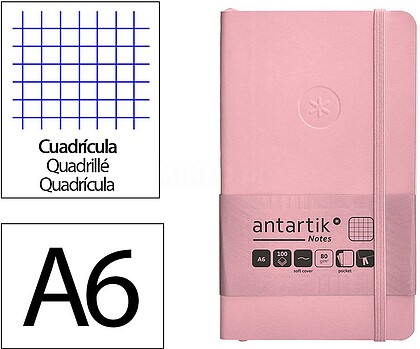 TY02 : Caderno com elastico antartik capa mole a6 quadricula rosa pastel 100 folhas 80 gr fsc Caderno com elastico antartik capa mole a6 quadricula rosa pastel 100 folhas 80 gr fsc