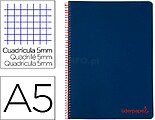 Caderno Espiral Liderpapel A5 Micro Wonder Capa Plastico 120F 90G Quadricula 5MM 5 Bandas 6 Furos Azul Marinho BJ68