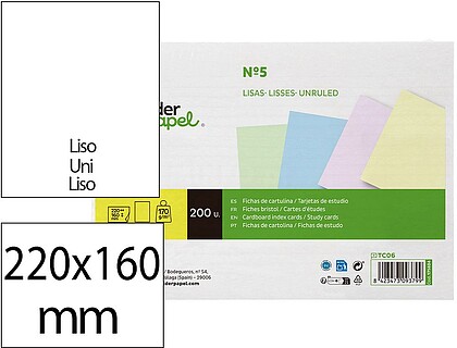 TC06 : Cartao liderpapel para estudar liso cartolina de cores 180 gr 160x220mm embalagem de 200 unidades Cartao liderpapel para estudar liso cartolina de cores 180 gr 160x220mm embalagem de 200 unidades