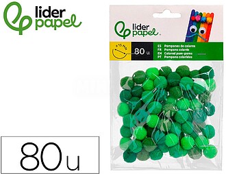 MX26 : Pompons de cores liderpapel 1,5 cm tonalidades verdes...