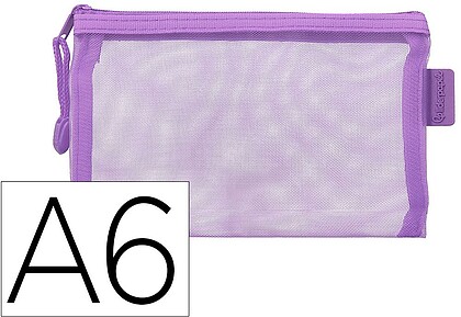 ZB25 : Bolsa com fecho de correr liderpapel poliester transpiravel multiusos din a6 roxo pastel Bolsa com fecho de correr liderpapel poliester transpiravel multiusos din a6 roxo pastel