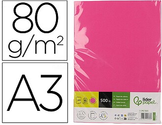 PC125 : Papel color liderpapel din a3 80 gr rosa intenso paq...