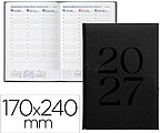 Agenda de escritório liderpapel 2027 encadernada creta semana à vista 170x240 mm bilíngue papel 70g fsc preto