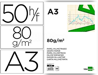ML98 : PAPEL MILIMETRICO LIDERPAPEL A3 50 FLS