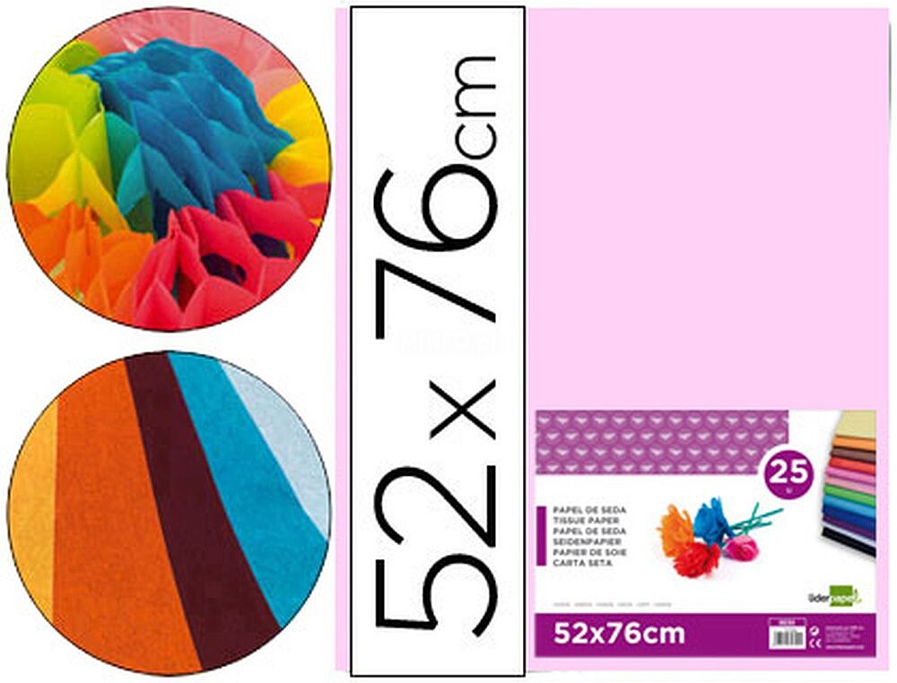 Papel Seda Liderpapel 52 X 76 CM 18 Grs Rosa Emb. 25 Fls SE17