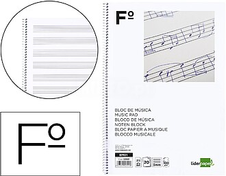 BLOCO MUSICA LIDERPAPEL FOLIO 20 FOLHAS : Venda Multiplos 10
