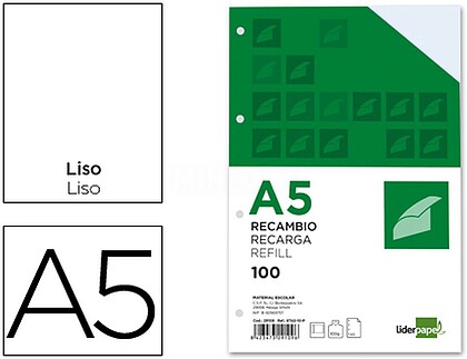 RB03 : RECARGA LIDERPAPEL 100 FLS 100 GRS A5 LISO