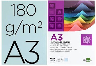 CD03 : CARTOLINA 180 GRS/M?. LIDERPAPEL 100 FOLHAS, A3, CELE...