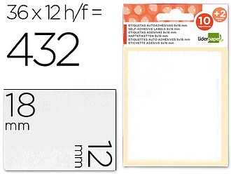ET03 : ETIQUETAS ADESIVAS LIDERPAPEL 10 + 2 FOLHAS, 12X18 MM...