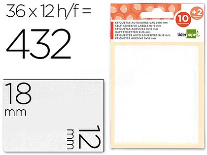 ET03 : ETIQUETAS ADESIVAS LIDERPAPEL 10 + 2 FOLHAS, 12X18 MM, 432 ETIQ. venda multiplos 10