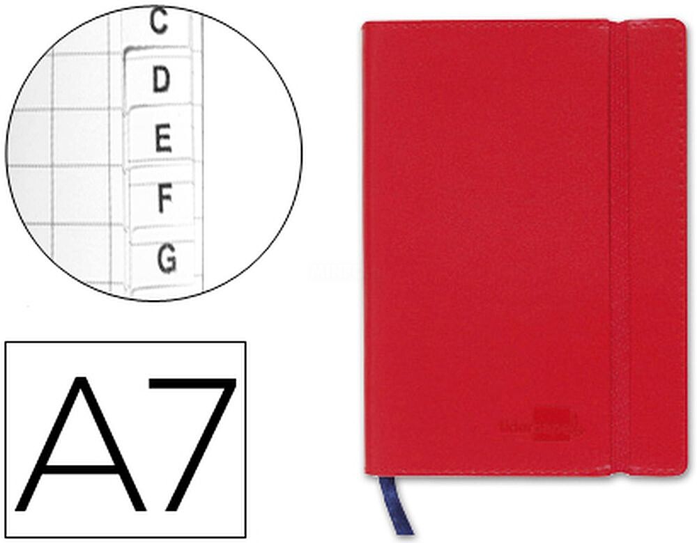 Livro Apontamentos Liderpapel com Indice A7 Vermelho LG09