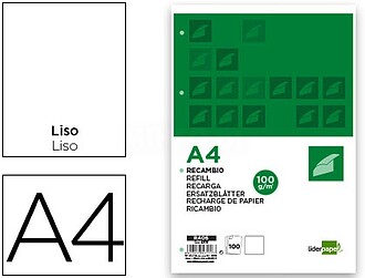 RA06 : RECARGA LIDERPAPEL A4 100 FOLHAS 100G/M2 LISO SEM MAR...