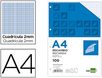 RA04 : RECARGA LIDERPAPEL A4 100 FOLHAS 100G/M2 QUADRICULA 2...