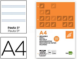 RA07 : RECARGA LIDERPAPEL A4 100 FOLHAS 100G/M2 PAUTA 2.5MM ...
