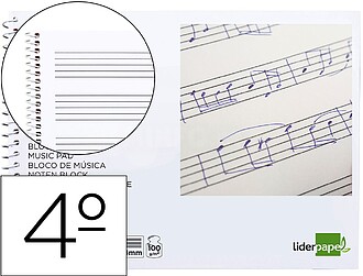 BLOCO MUSICA LIDERPAPEL QUARTO 20 F 100 GR PENTAGRAMA COM 4 ...