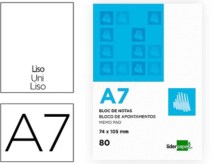 BN10 : 10 x Bloco de apontamentos liderpapel din a7 80 f liso Bloco de apontamentos liderpapel din a7 80 f liso