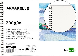 AC03 : 2 x Bloco de desenho aguarela espiral a3 420x297mm 10...