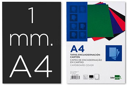 TE02 : CAPA DE ENCADERNACAO LIDERPAPEL CARTAO A4 1MM PRETA PACK DE 50 UNIDADES