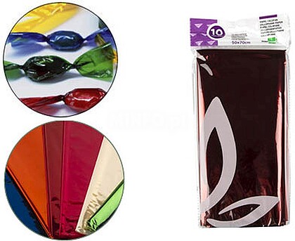 CL20 : PAPEL CELOFANE LIDERPAPEL 50X70 CM 22G/M2 BOLSA DE 10 FOLHAS CORES SORTIDAS