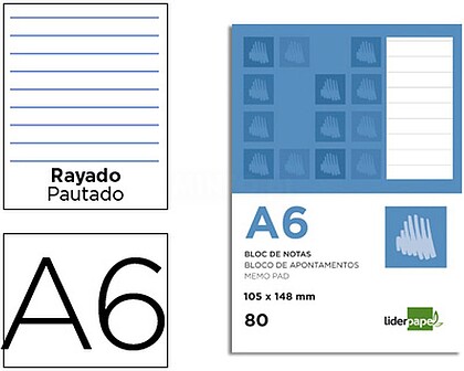 BN12 : 10 x Bloco de apontamentos liderpapel din a6 80 f pautado Bloco de apontamentos liderpapel din a6 80 f pautado