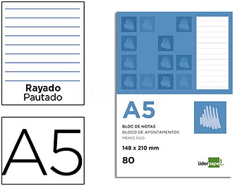 BN13 : 6 x Bloco de apontamentos liderpapel din a5 80 f paut...