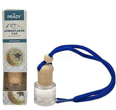 Prady Ambientador Carro Hammam - Frasco de Cristal 6 ml e Corda para Espelho Retrovisor
