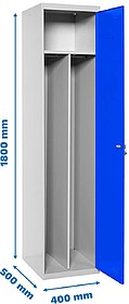 Vestiário de metal, 1800x400x500 mm, 1 porta, compartimento...