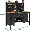 Bancada de Oficina, 910x610 mm, painel perfurado e cabine, capacidade de carga 400 kg