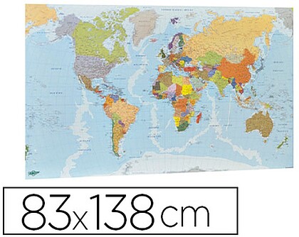 ADV-439244 : Mapa Mundo Plastificado Enrolado Tubo Cartão 84x140cm : 173G
