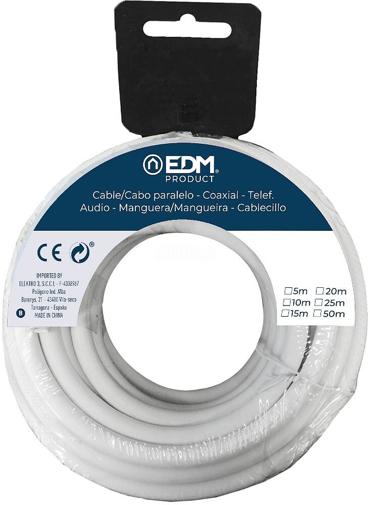 Carrete Mangueira Tubular 2X1,5 Branca 15M