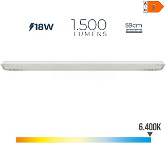 REGLETA ESTANCA LED IP65 18W 1500 LÚMENS 6.500K LUZ FRIA ED...