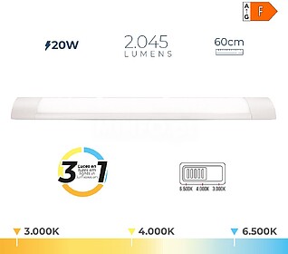 G-31865 : 31865 REGLETA LED 20 W TEMPERATURA DE LUZ VARIÁVE...